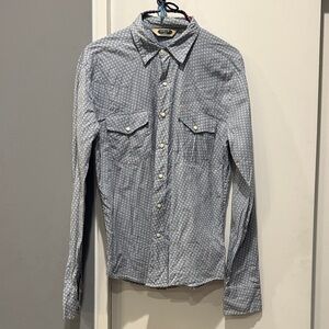 Western Light Blue Geometric Button-Down Shirt